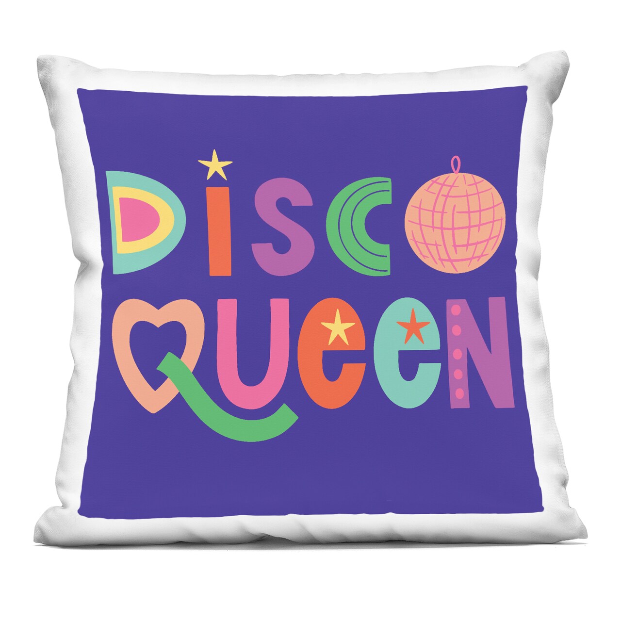 Stupell Industries Disco Queen with Retro Letters Decorative Printed Pillow design by Sazerelli Designs, 18 x 7 x 18